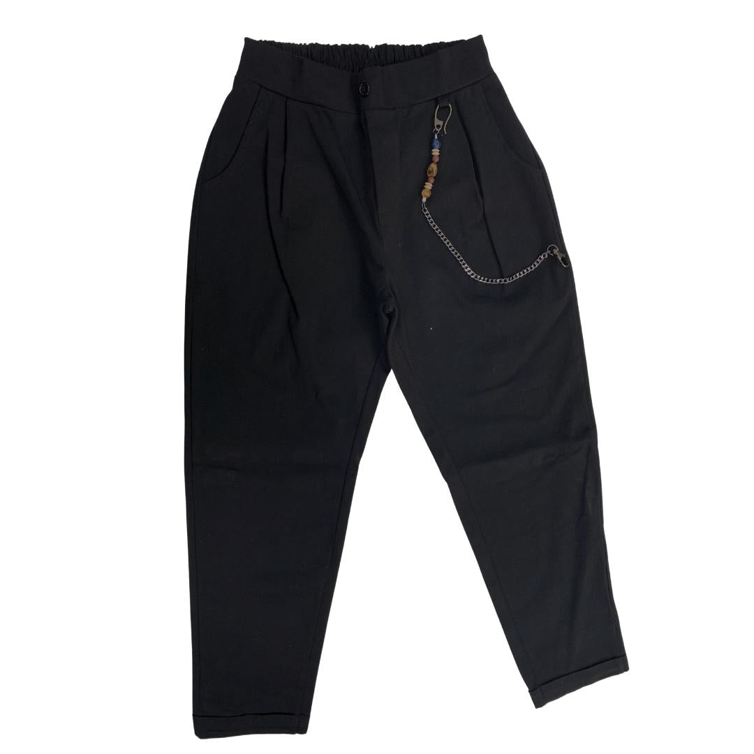 Pantaloni Neri Bimbo con Catena