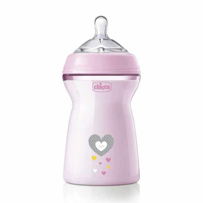 Biberon chicco natural feeling  330ML 6+ rosa