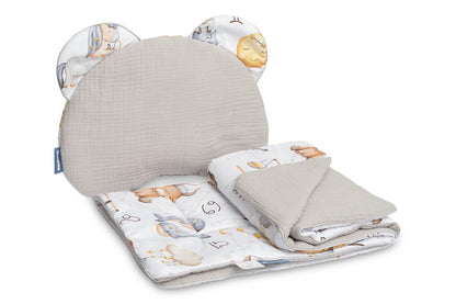 Set Cuscino e Copertina Iin Mussola per baby culla Vari Colori