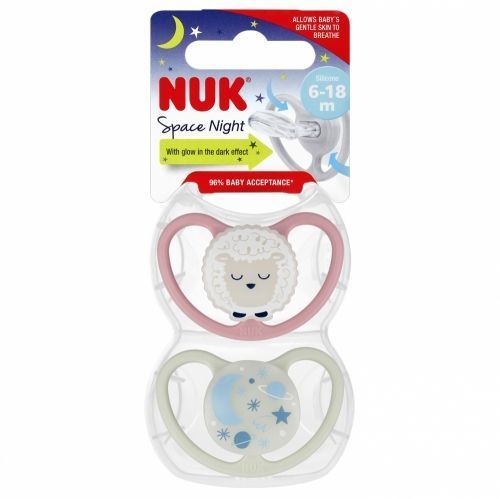 Ciucci Nuk SPACE NIGHT SILICONE 6-18m 2Pz rosa-beige