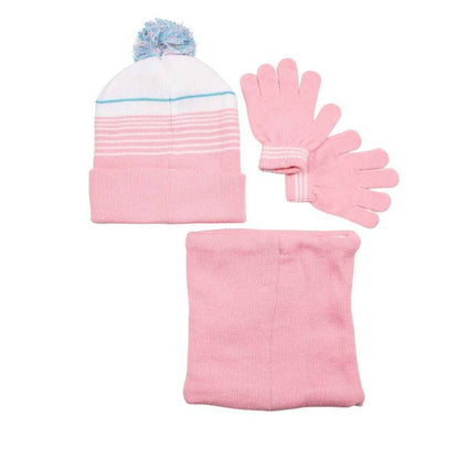 Set cappellino ,guanti e scaldacollo stitch rosa