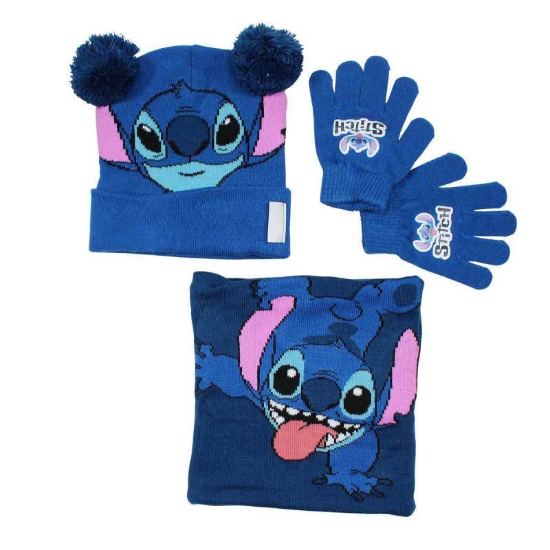Conjunto gorro, guantes y braga Stitch