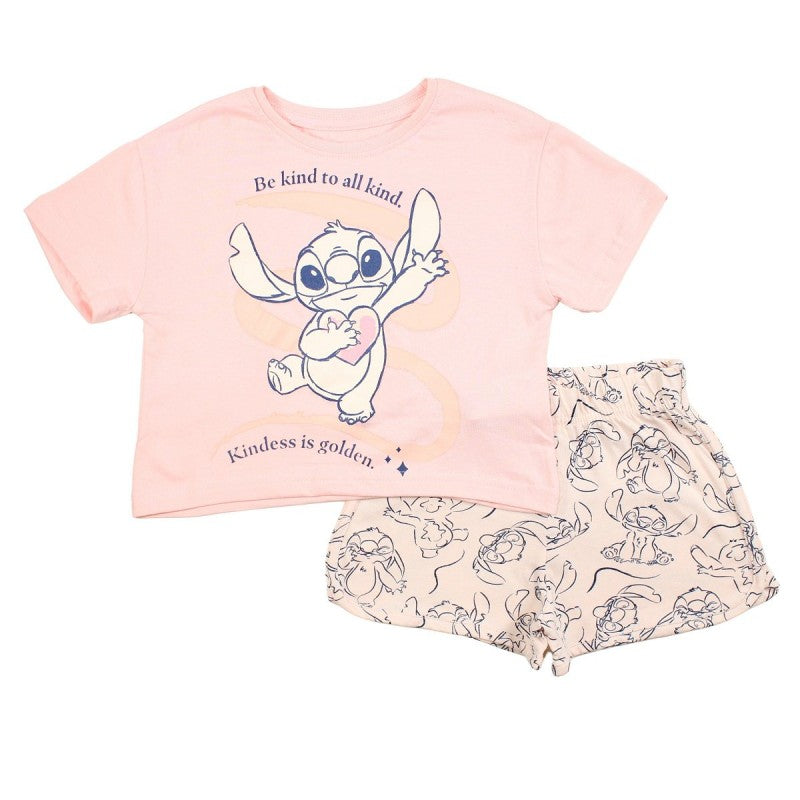 Completo Estivo Bambina - Stitch Rosa 100% Cotone