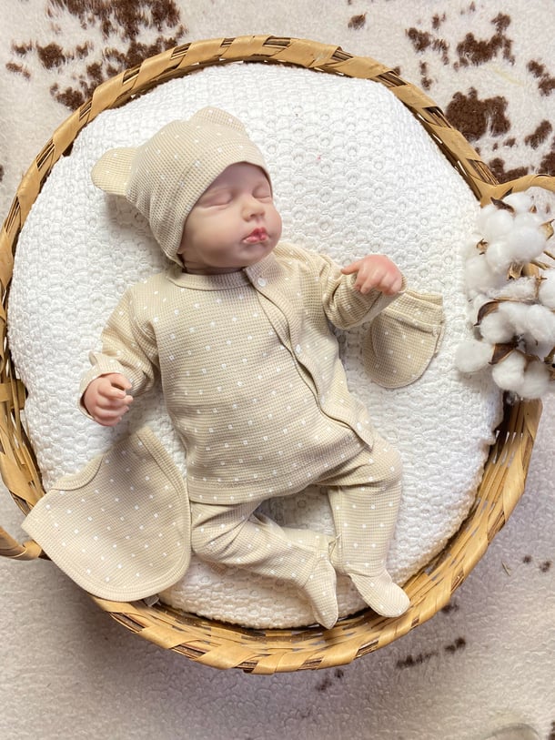 Set Neutro Bimbo/ Bimba 5 pz con Pois in Cotone