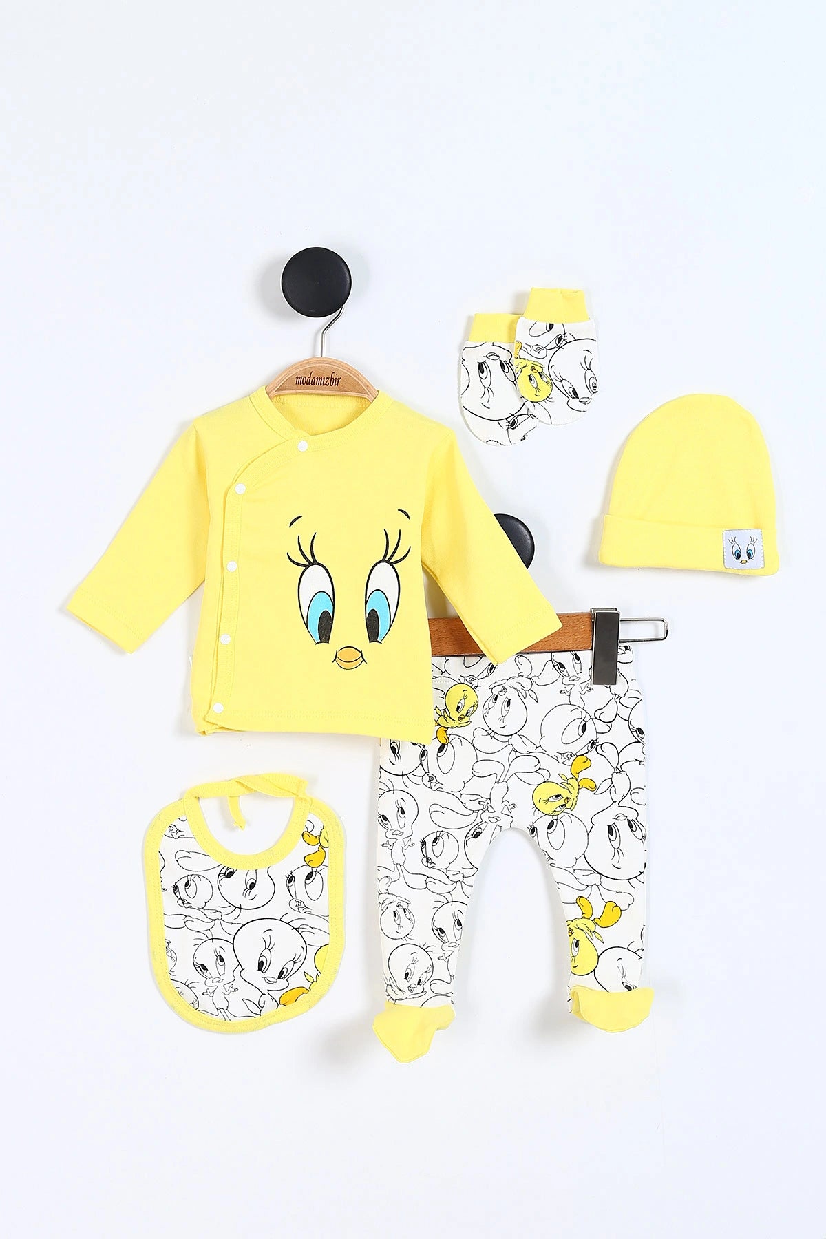 Set 5pz Bimba/ Neonata Giallo con Stampa Tweety