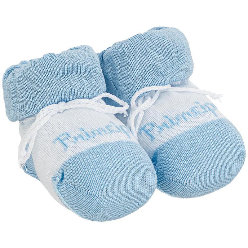 Scarpette neonato "principino" Caveja azzurre/bian - Baby Shop Store