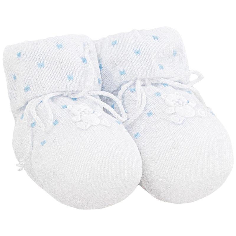 Scarpette neonato cotone Caveja orsetto bianco/azz - Baby Shop Store