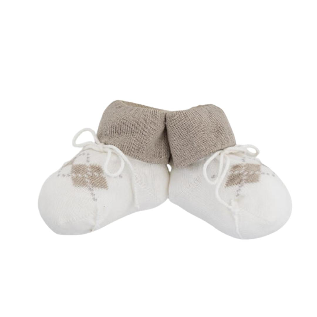 Scarpette da culla Caveja bianche-beige