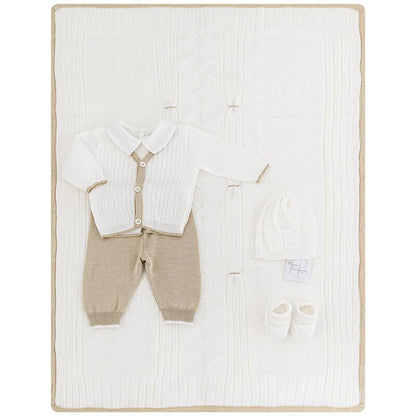 Corredino in filo maschietto Prime Emozioni beige - Baby Shop Store