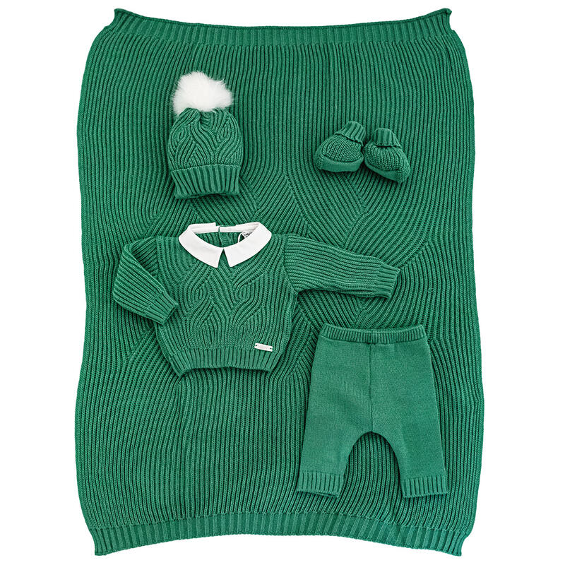Corredino Bimbo Prima Nascita Invernale Maglia e Copertina – Verde