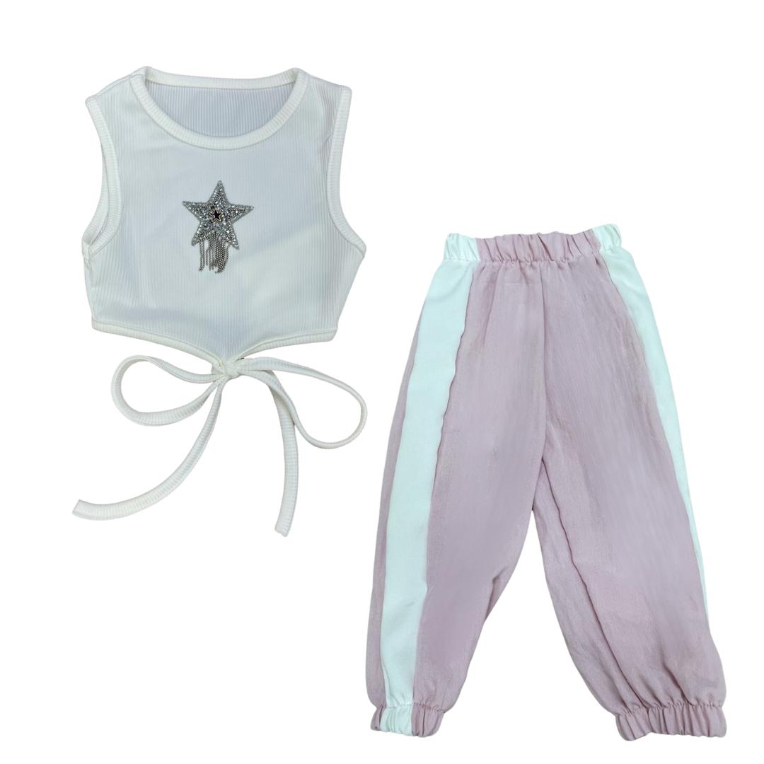 Set Estivo Bambina con Top Corto e Pantaloni Sportivi