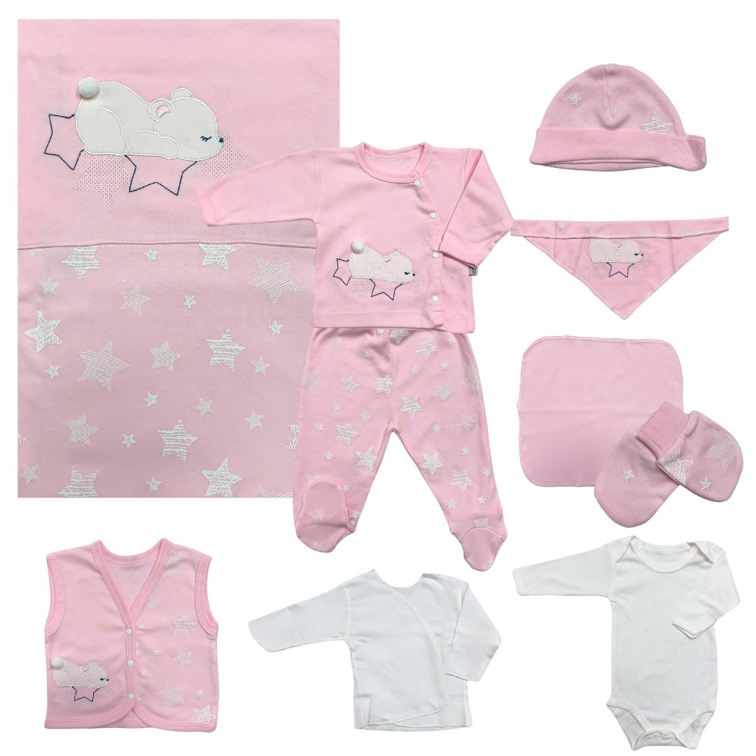 Conjunto bebé niña 10 piezas algodón rosa cálido