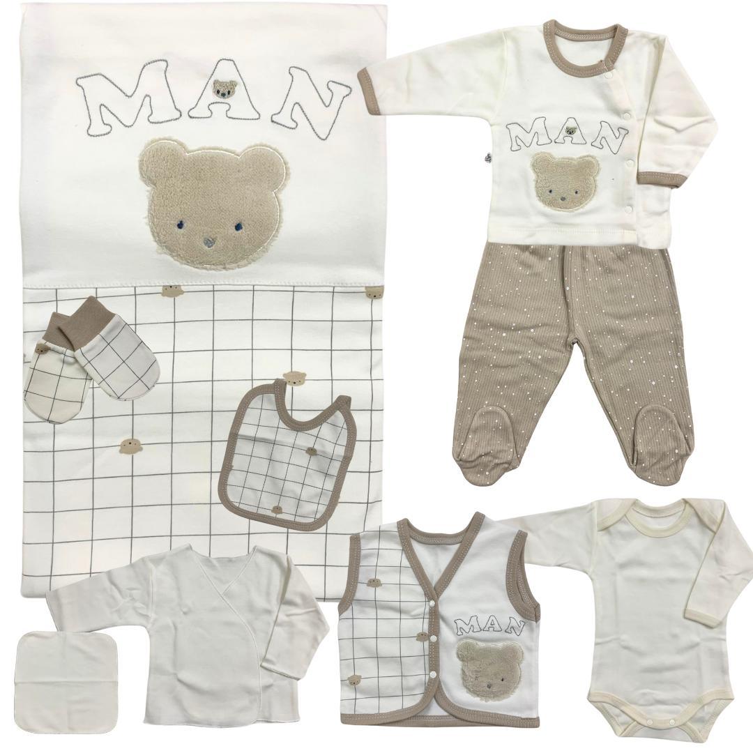 set 10 pezzi bianco beige orsetto 0-3 mesi - Baby Shop Store