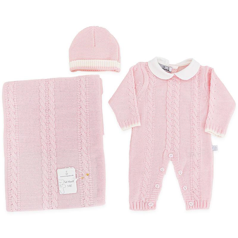 Set 3 pezzi nascita nazareno gabrielli Rosa lana