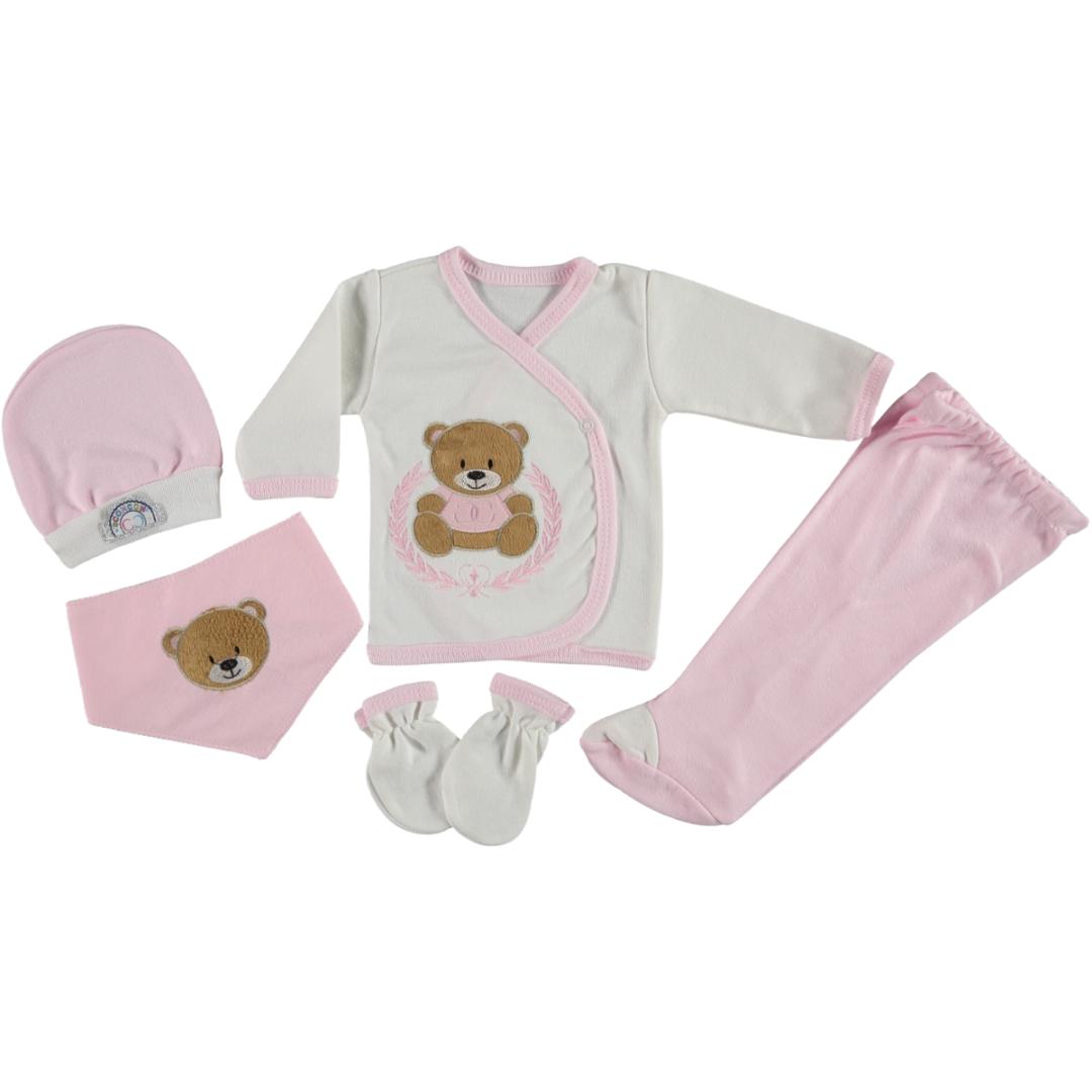 set 5 pezzi caldo cotone rosa orsetto