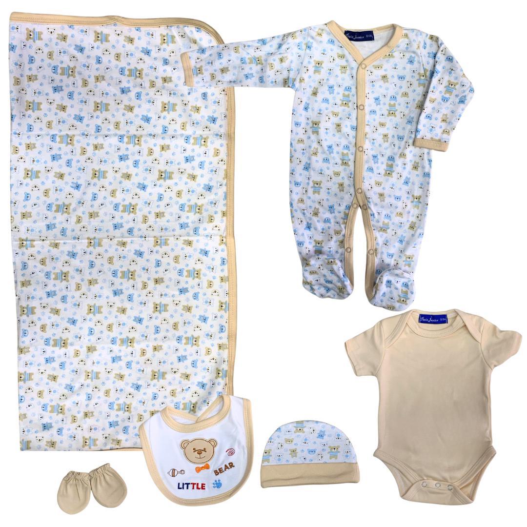 Set 6 pezzi "Little Bear" azzurro e beige - Baby Shop Store