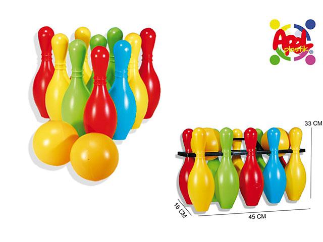 Set Bowling per Bambini 10 Birilli + 2 Palline