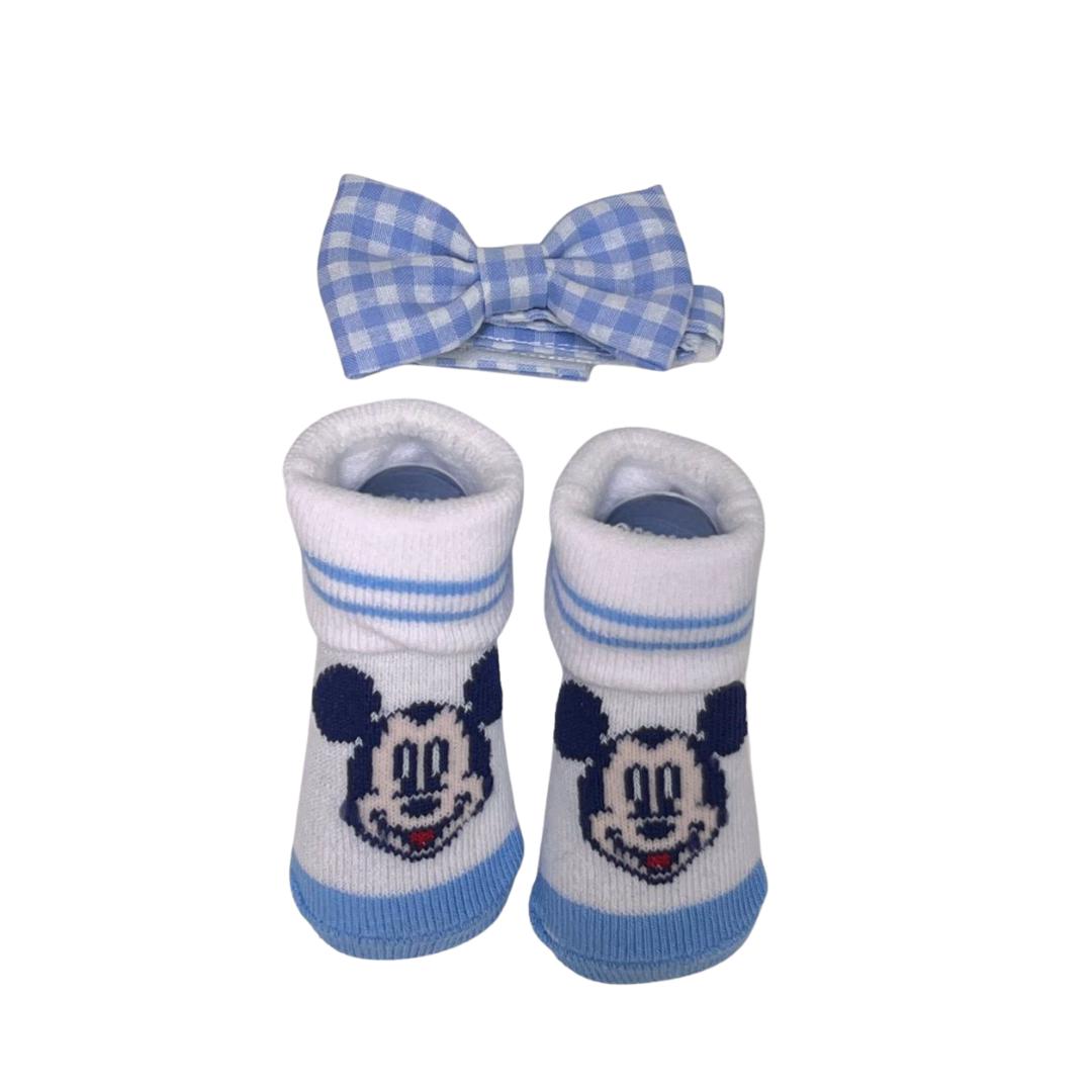 set calzini e papillon Mickey azzurre