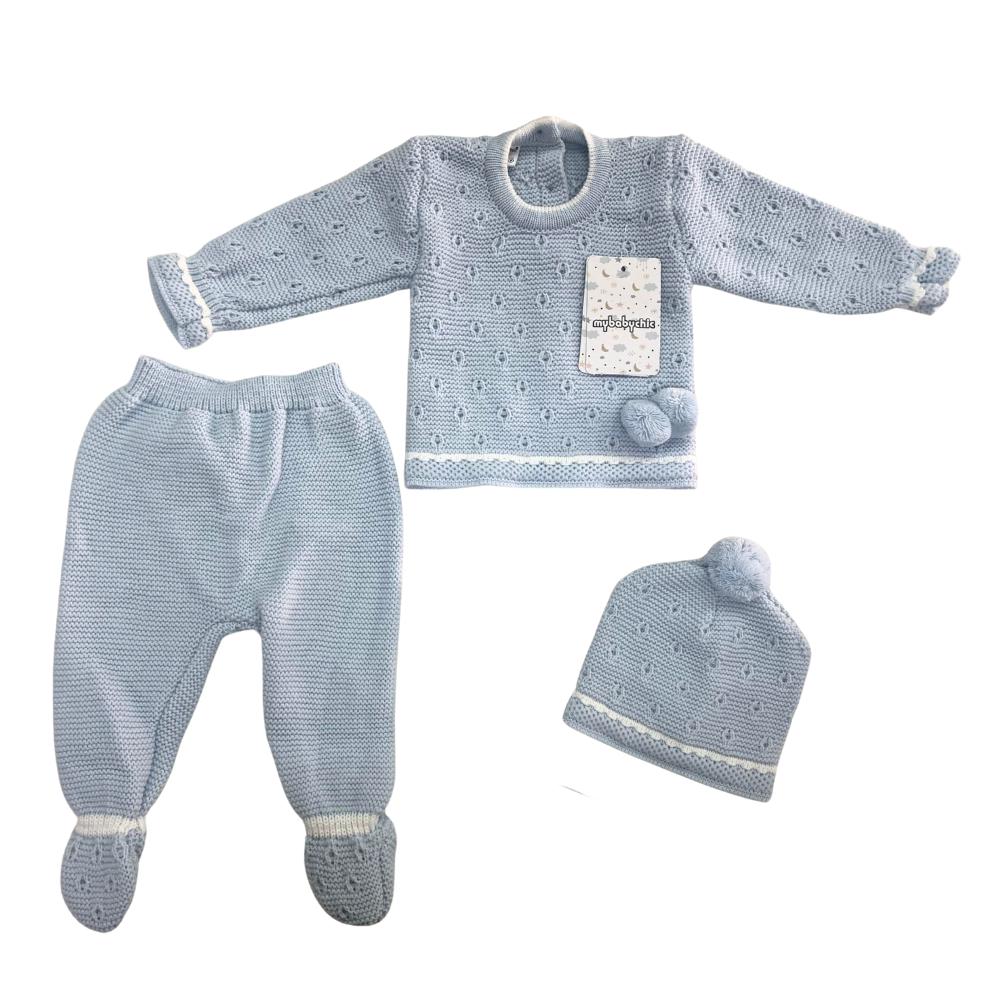 Set Invernale nascita In lana Azzurro