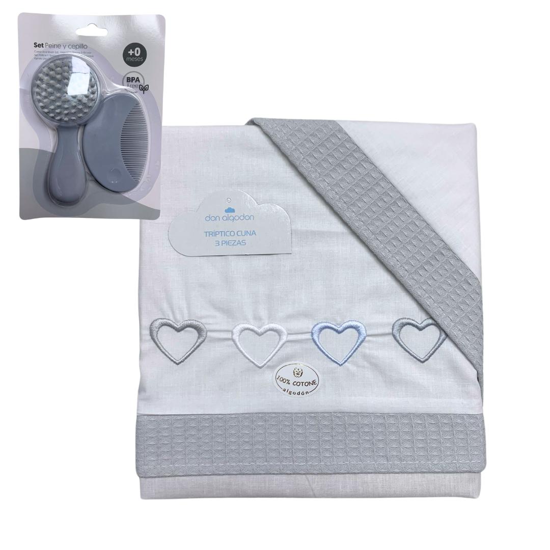 Set sábana + cepillo + peine Interbaby Gris