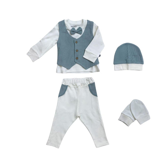 Set 5 pz maschietto con papillon bianco-azzurro