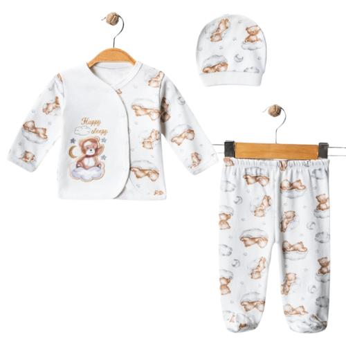 Set Nascita Neutro 3 Pezzi Orsetto – Completo in Cotone Bimbo/Bimba