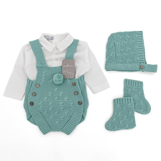 Set Pagliaccetto Smacchinato Lana Verde Bimbo