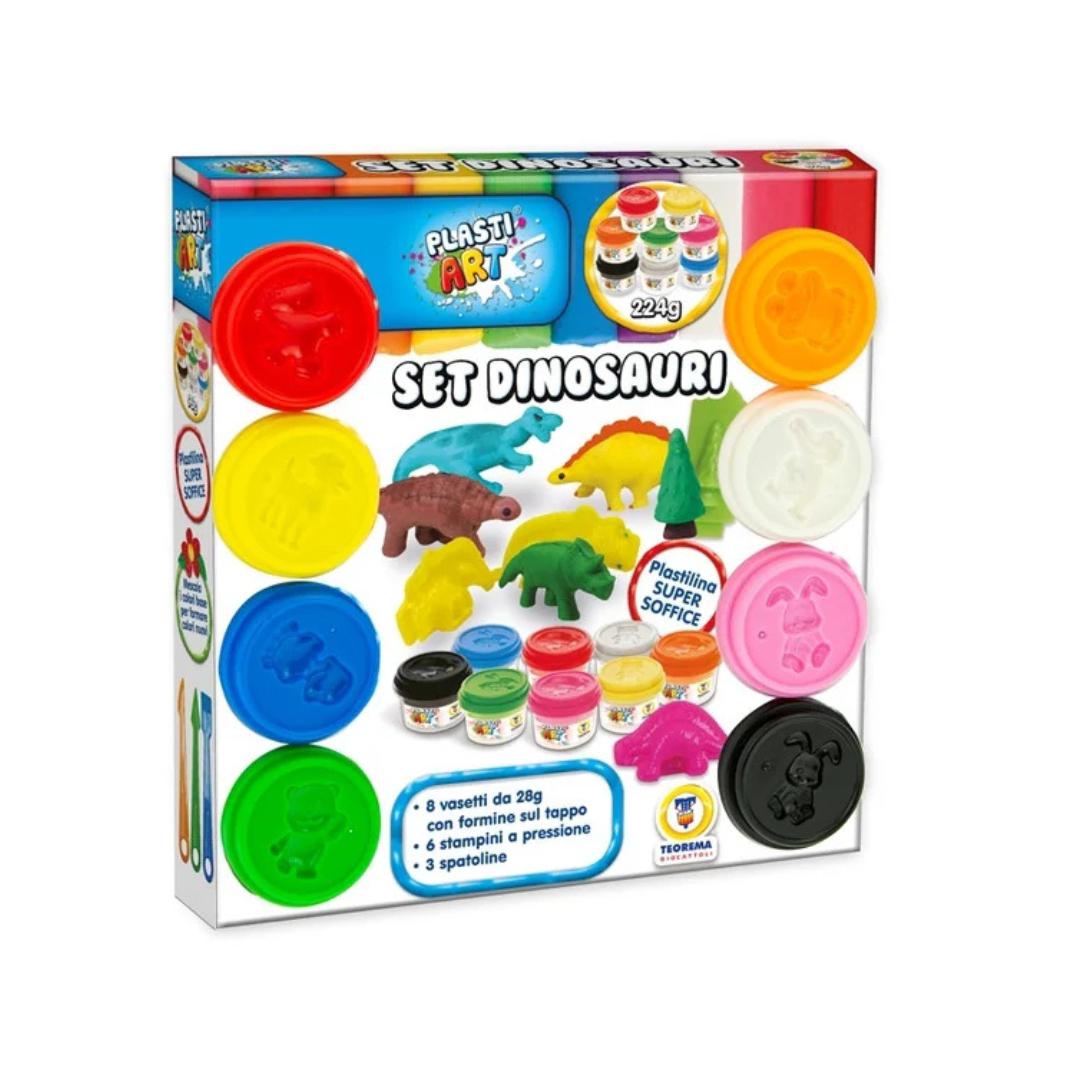 conjunto de dinosaurios de plastilina