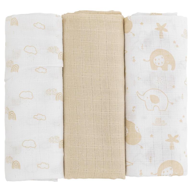 SET 3 QUADRATI DI GARZA 100  COTONE 70x70 CM