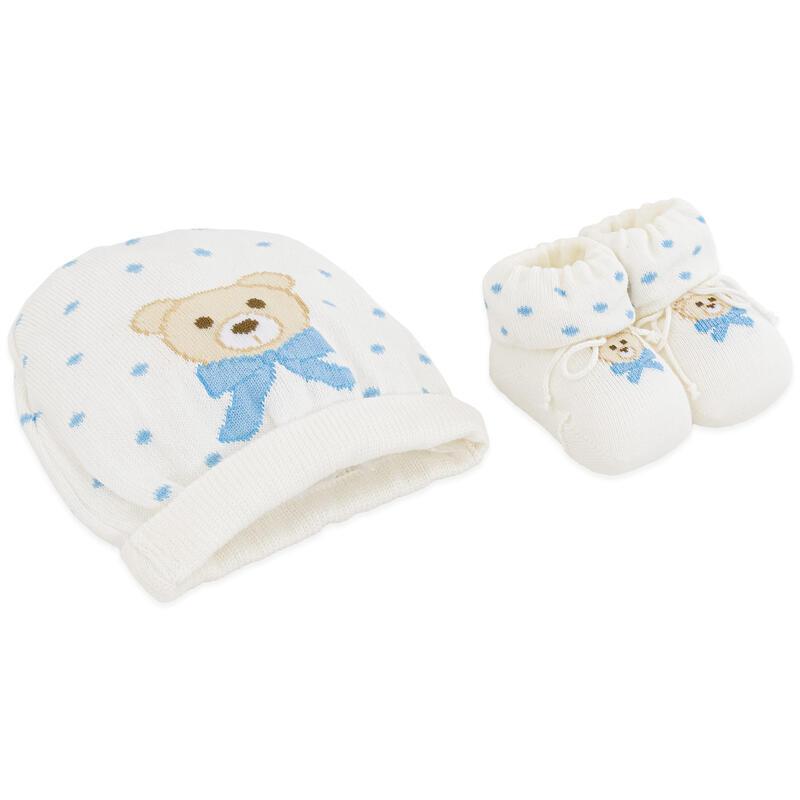 set scarpette e cappello Caveja orsetto masch. azz Caldo Cotone