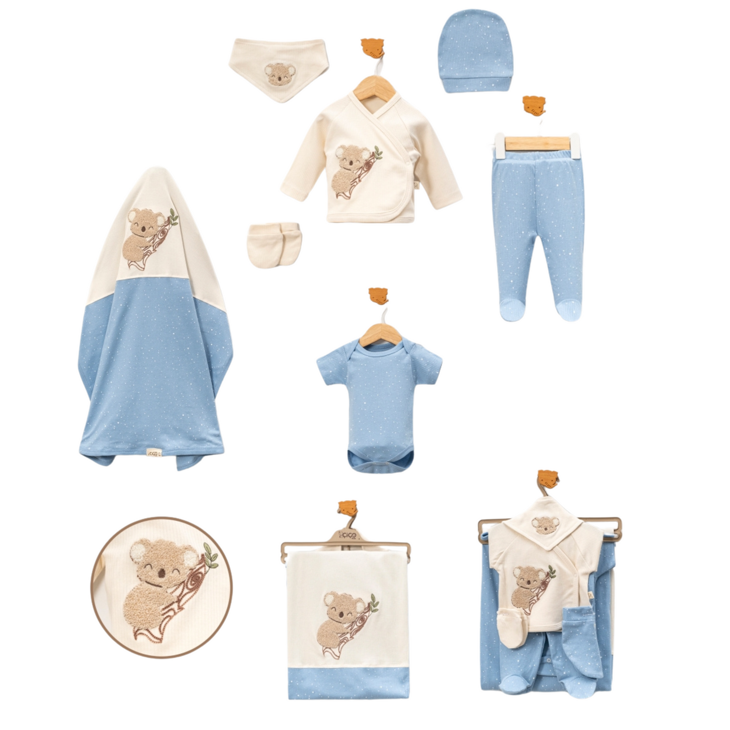 Set Neonato 8 Pezzi in Cotone con Ricamo Koala 🐨✨