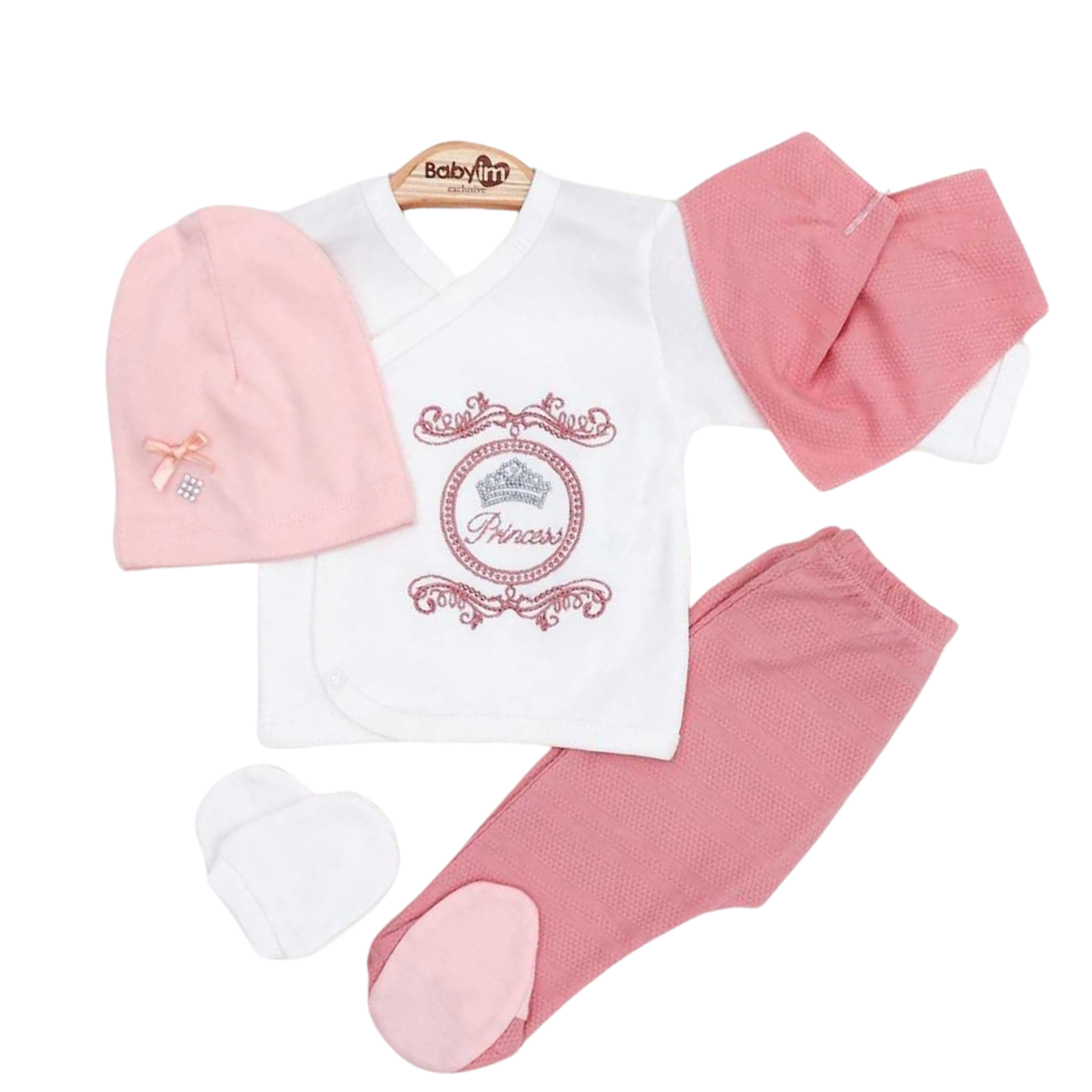 Set Neonata/ Bimba "Principessa" – 5 Pezzi 👑💖 Cotone
