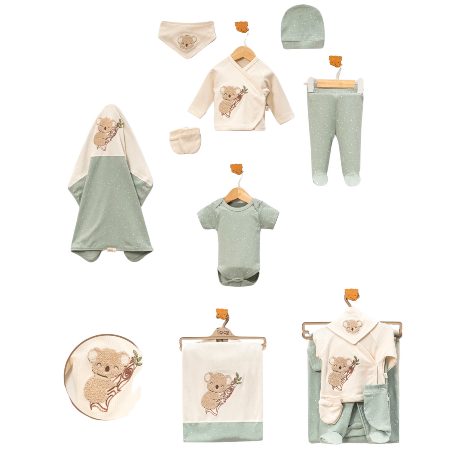 Set Neonato 8 Pezzi in Cotone con Ricamo Koala 🐨✨