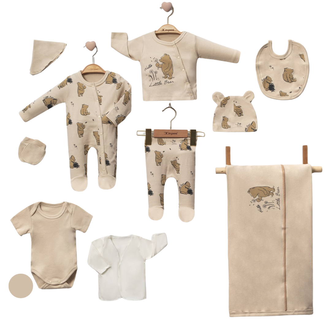 Set 10pz bimbo  Beige con Orsetto 100% cotone