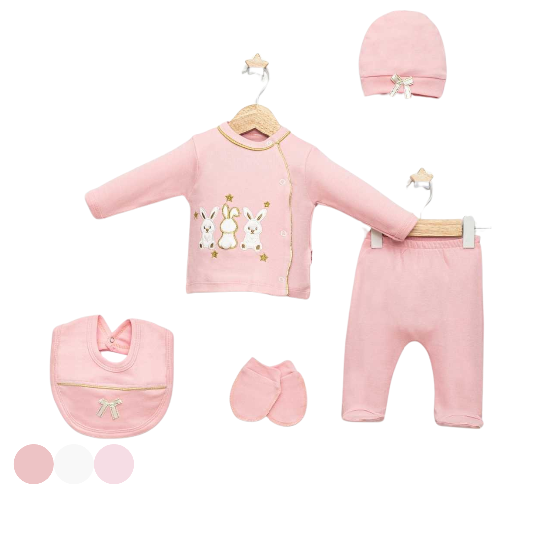 Set 5pz Nascita Neonata "Bunny Dreams"