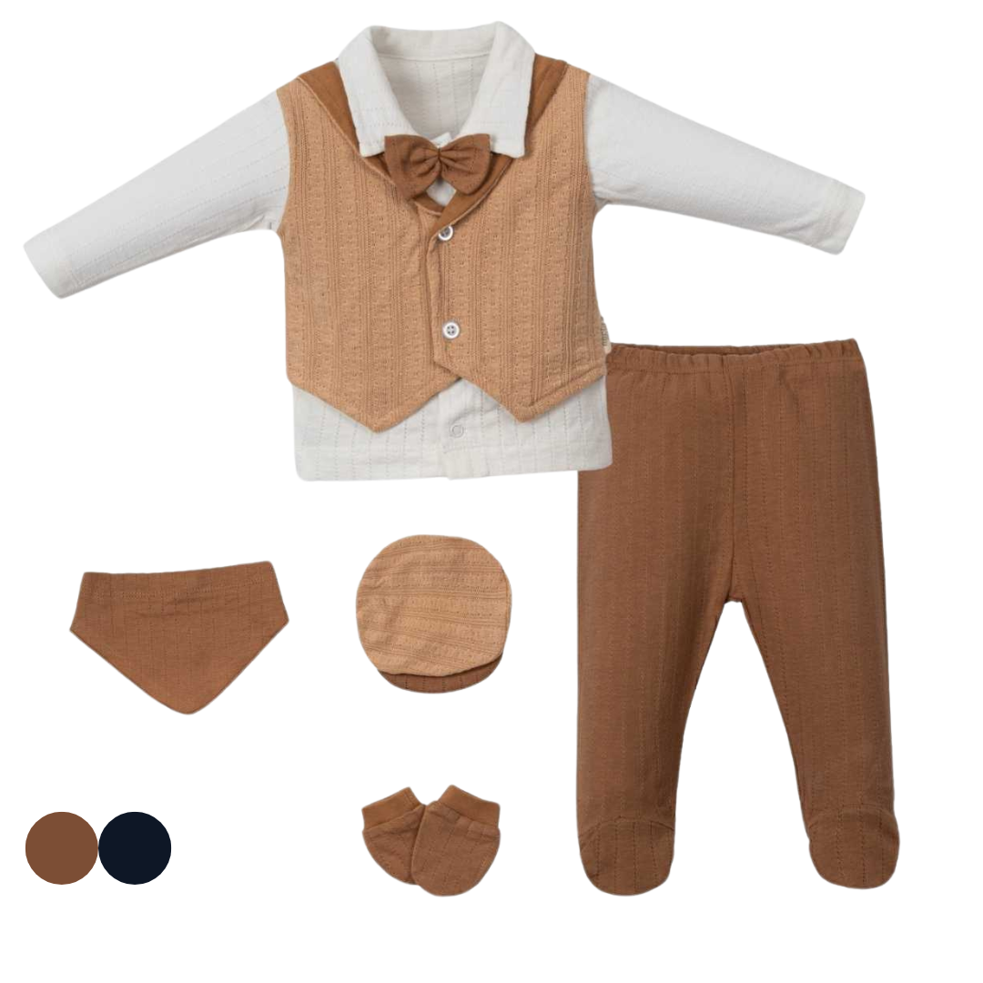 Set Neonato/ Bimbo Elegante "Classic Gentleman"- 5 pezzi