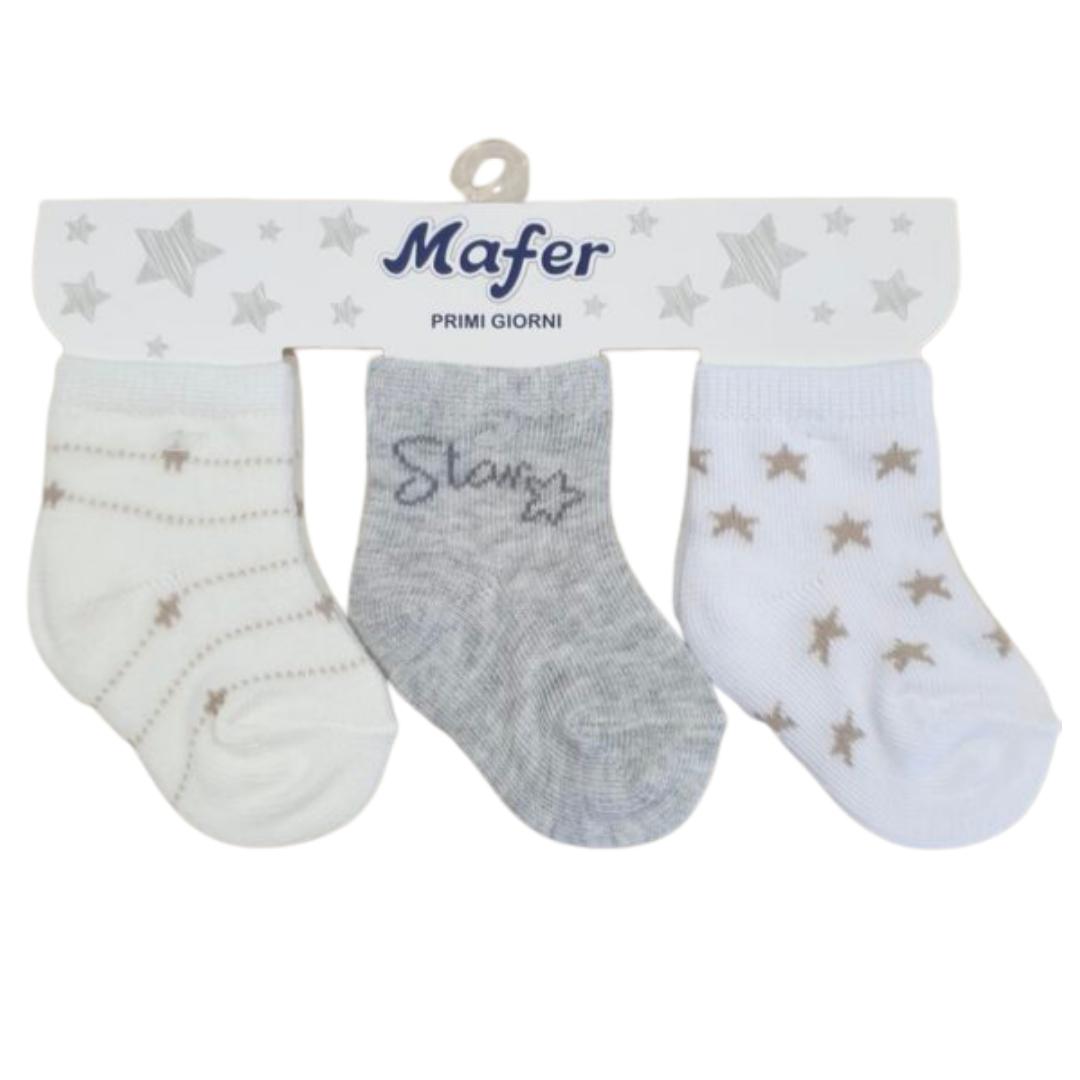 Tris Calzini 0-3 mesi Star Mafer