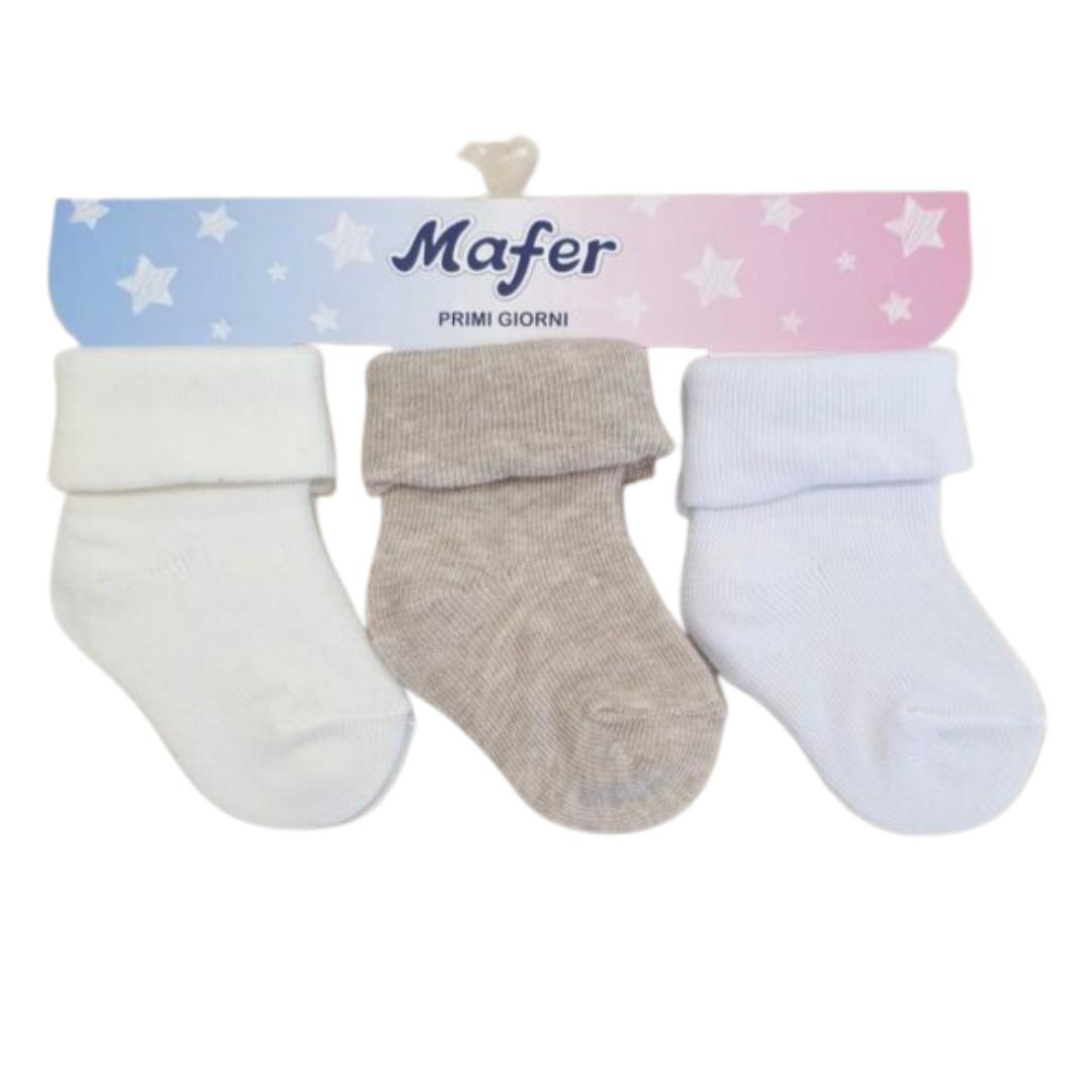 Tris di calzini 0-3 mesi Neutri Mafer