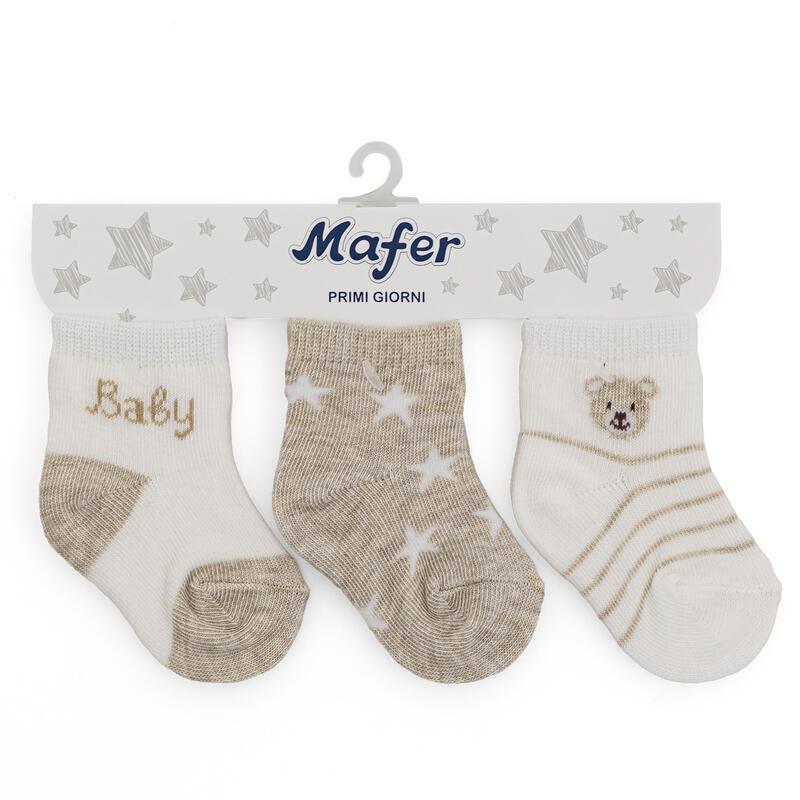 Tris di Calzini Neutri 0-3 mesi Mafer
