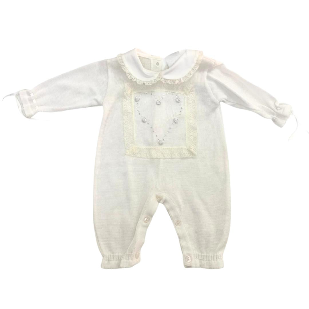 Tutina "Simona" elegante neonata color panna