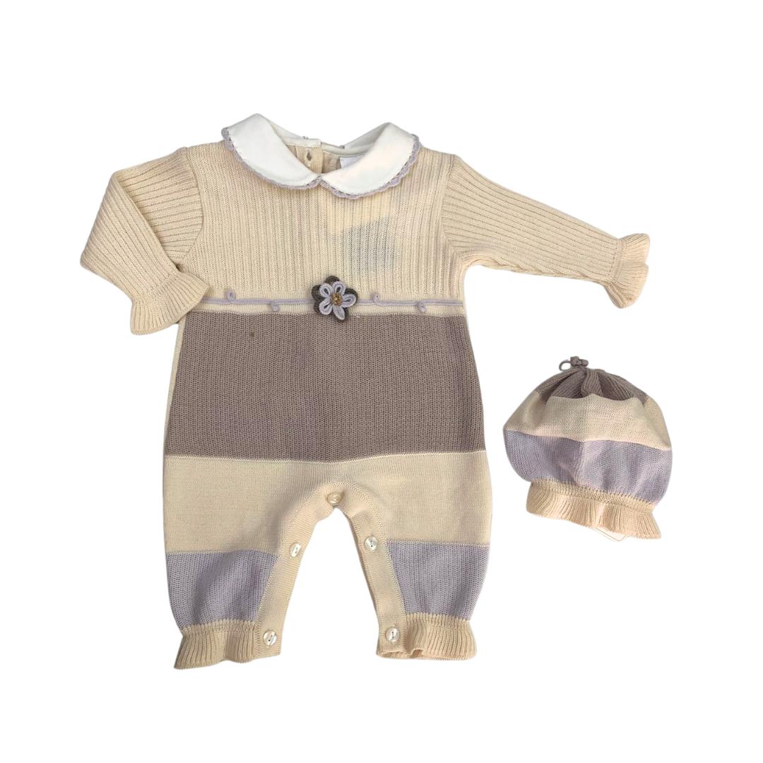 Tutina in filo Simona neonata in maglia a righe