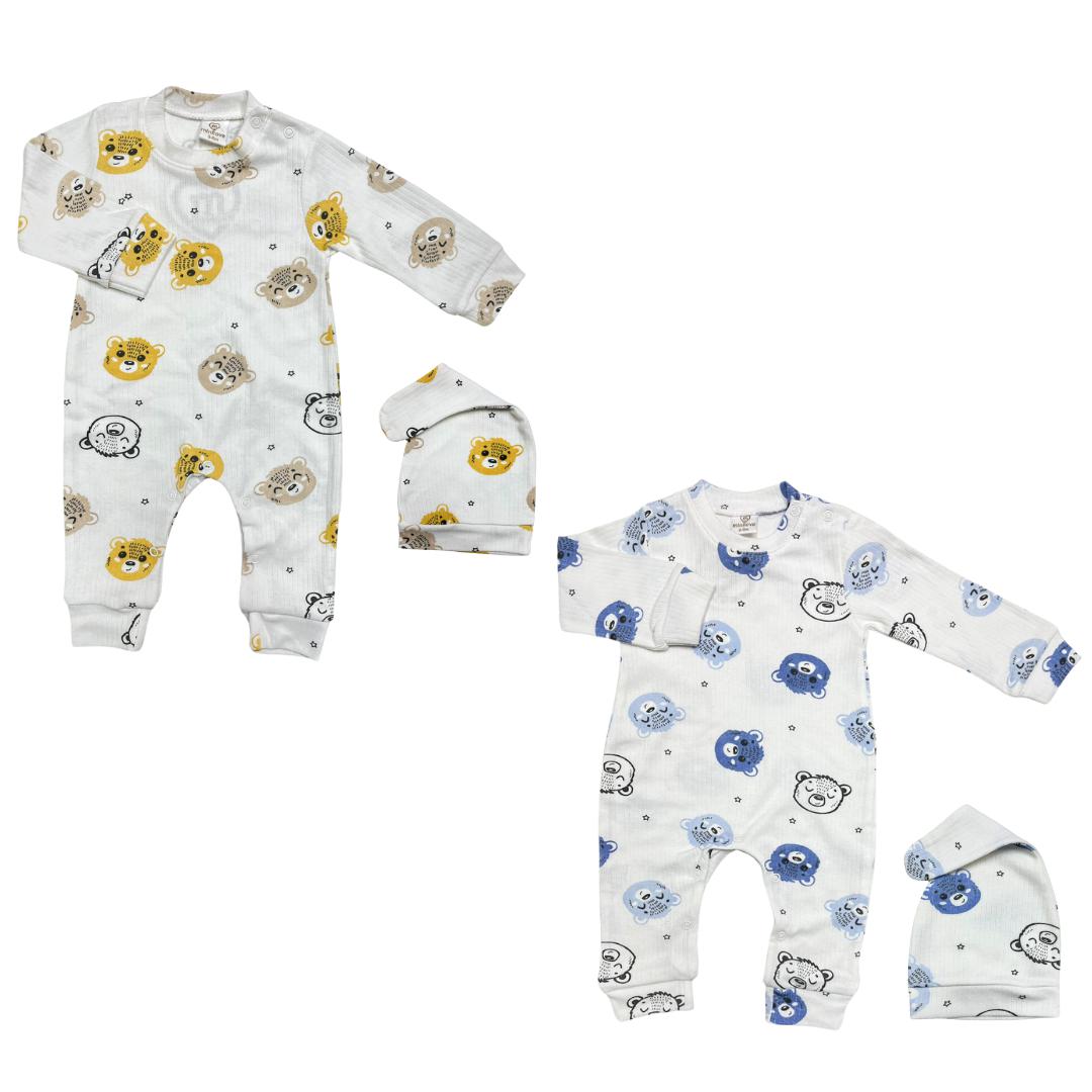 Tutina+Cappellino Caldo Cotone Neutro Bimbo/ Bimba