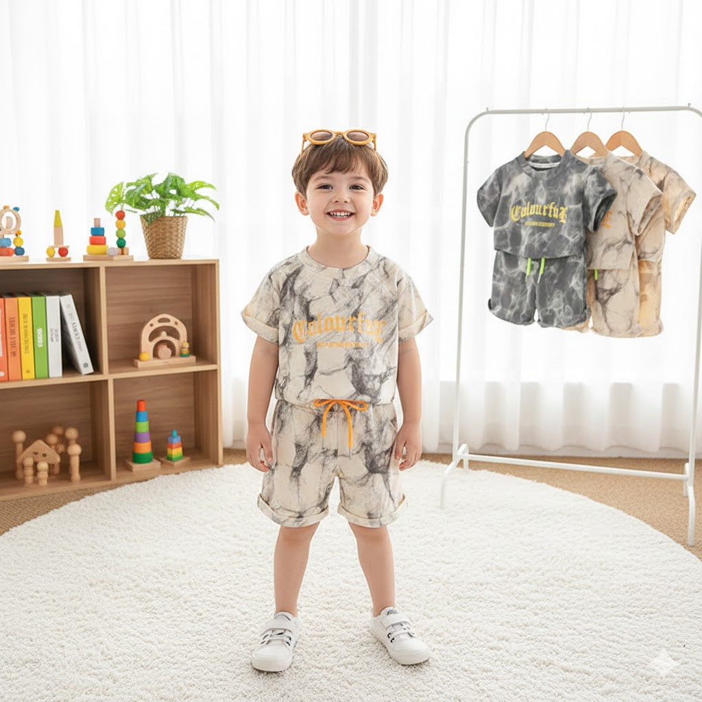 Completo Bimbo Estivo Tie-Dye - T-shirt e Shorts Coordinati