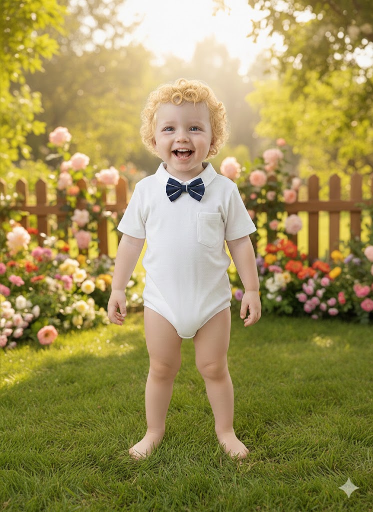 Body Camicia Neonato Elegante con Papillon – Bianco