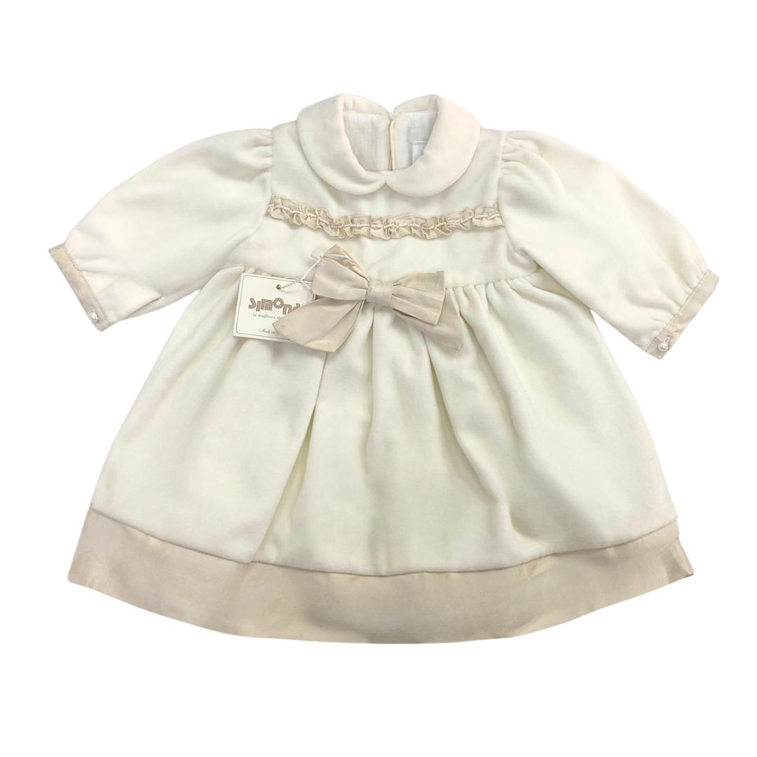 Vestino Simona elegante neonata panna con fiocco