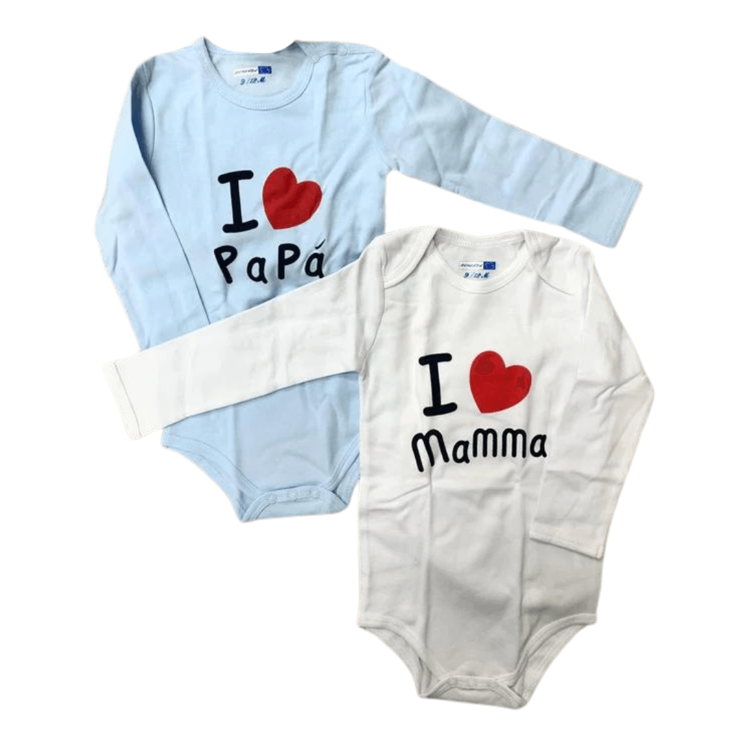 Body caldo cotone "i love mamma-papà" x2 masc. - Baby Shop Store