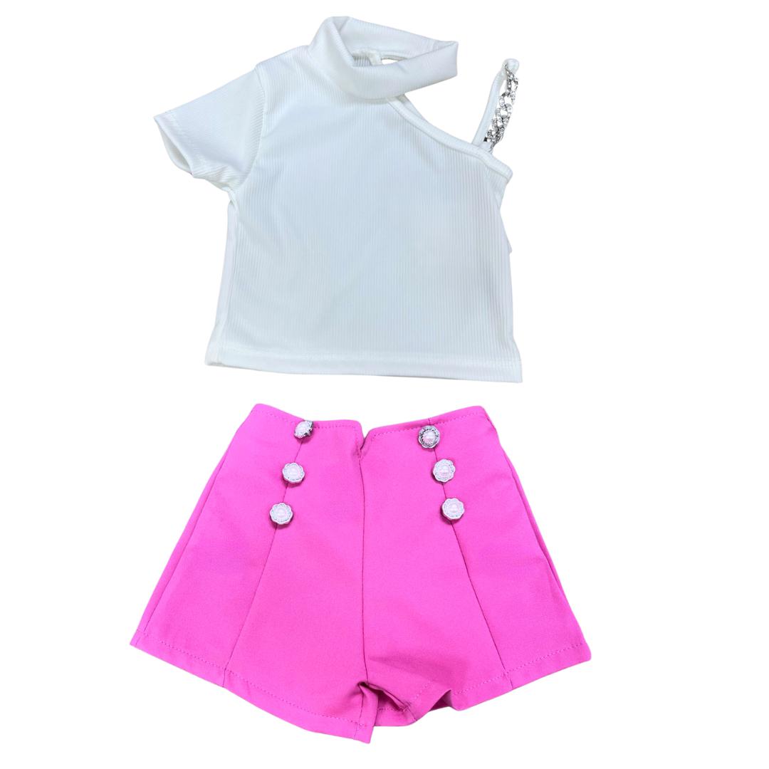 Set Estivo Bambina con Top e Shorts Rosa